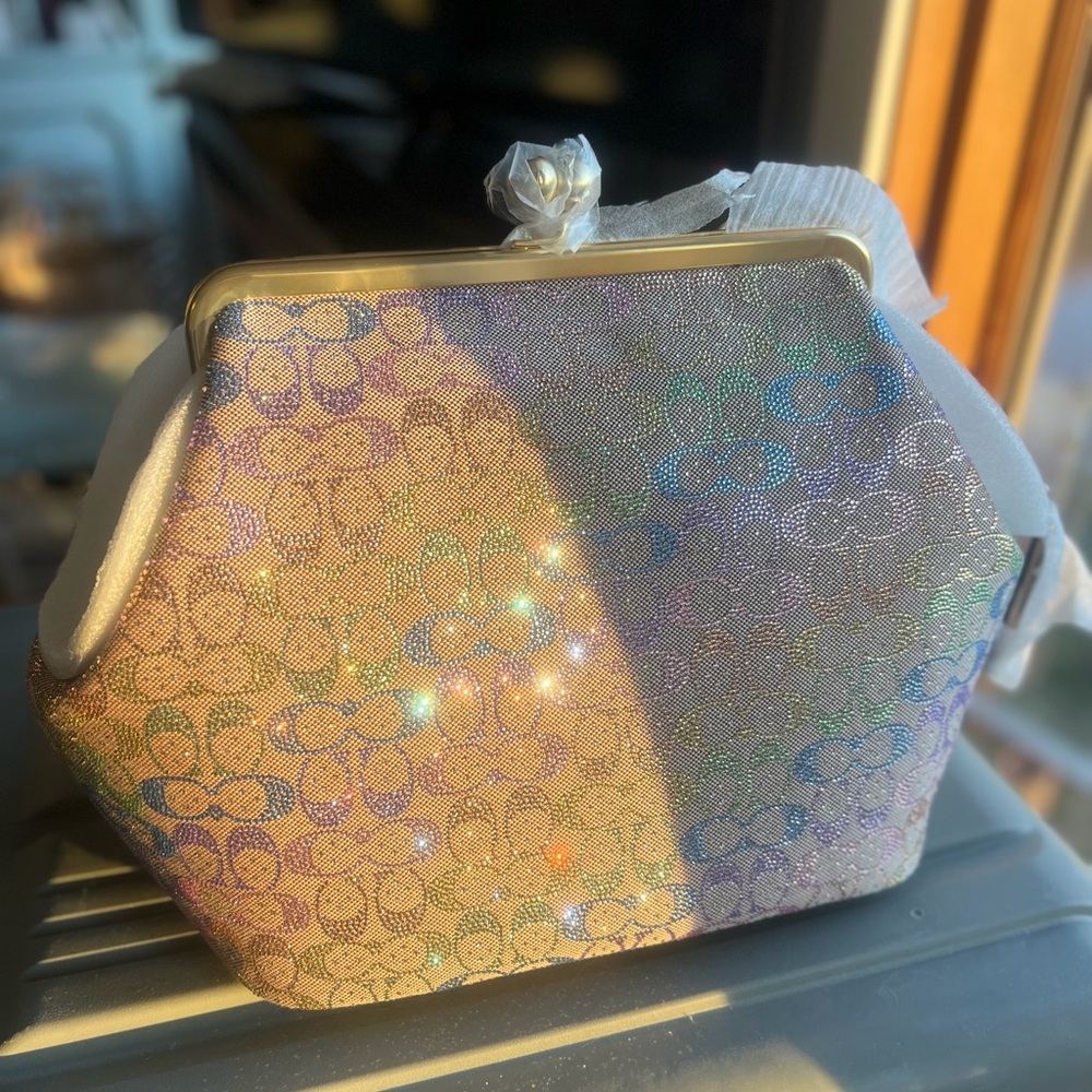 Coach Kisslock Large Frame Crystal Rainbow Bag - Picture 3 of 10